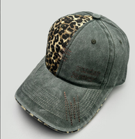 Casquette de baseball rétro en coton délavé personnalisée, ajustable, style papa, imprimé léopard, patchwork, broderie 3D, pour usage quotidien et décontracté