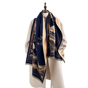 Nuevo Otoño Invierno Retro estilo chino Jacquard Faux Cachemira cuello calentador mujer estilo antiguo Guochao cálido chal grande bufanda - Product Image 5