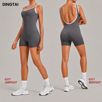 Combinaison de sport Dingtai Color Block en nylon brossé et élasthanne, une pièce, sans manches, pour yoga et fitness