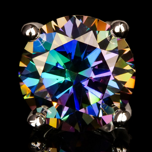 Pendientes Clásicos de Plata de Ley 925 de Alta Calidad, Chapados en Oro Blanco/Dorado, Corte Brillante, Color Azul Arcoíris, con Cierre de Rosca, Moissanita VVS - Product Image 2