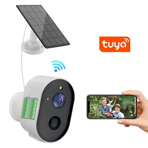 Painel solar 5200mah câmera tuya wifi, 1080p 3mp sem fio ptz ip cctv 2 vias áudio pir câmera de segurança