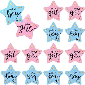 Autocollants étoiles pour garçons et filles, accessoires de fête en papier pour baby shower, décorations de révélation du sexe, décorations d'anniversaire jetables - Product Image 1