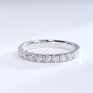 9k 18k ठोस सोने के गहने रिंग मोइससानाइट वेडिंग बैंड रिंग 14k असली सफेद सोना 2.8 मिमी मोइससानाइट हाफ अनंत रिंग्स - Product Image 3