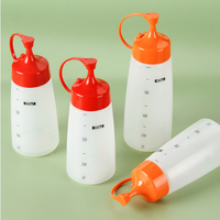 Bouteilles en plastique transparentes à presser avec bec verseur pointu, bouteille à sauce, distributeur de vinaigrette pour cuisine et restaurant