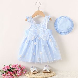 Vestido informal de estilo sólido para niñas de verano 1470 al por mayor con correa de decoración de encaje en el sombrero trasero incluido para niños de <span class=keywords><strong>6</strong></span> <span class=keywords><strong>a</strong></span>ños - Product Image 3