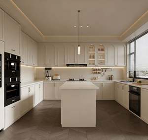 Ensemble complet d'armoires de cuisine extérieures en bois massif et verre BALOM, style moderne de luxe, en chêne, fabriqué en Chine, pour villa de campagne - Product Image 5