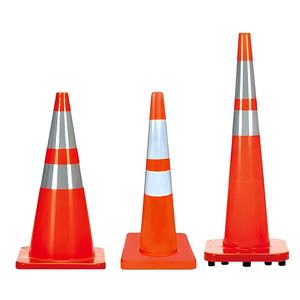 Cônes de signalisation routière personnalisés 700 mm 750 mm 1000 mm Autoroutes Signalisation Flexible Base en caoutchouc PE PVC Cône de sécurité routière réfléchissant - Product Image 4