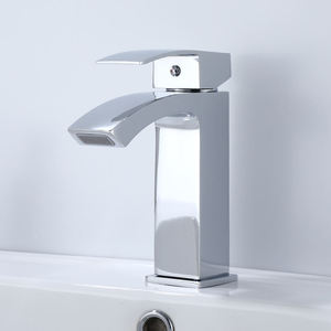 <span class=keywords><strong>Mitigeur</strong></span> de <span class=keywords><strong>lavabo</strong></span> cascade carré moderne en chrome, à poignée unique, monotrou, à poser sur le plan, double eau chaude/froide, anti-éclaboussures, avec valve en céramique - Product Image 3