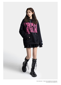 Sudaderas con Capucha Extra Grandes Coreanas con Cordón y Estampado de Logotipo Personalizado Impreso en 3D para Niñas Adolescentes - Product Image 3
