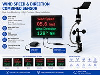 Sensor Anemómetro Industrial para Monitoreo de Flujo de Aire, con Salida Digital RS485, IP65 para Exteriores, con Pantalla LED y Alarma