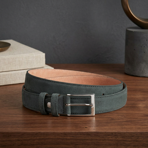 Ceinture en cuir véritable, cuir de vache, couleur unie, boucle à ardillon rectangulaire argentée, style formel, durable, largeur 2,5 pouces - Product Image 3