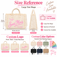 Sac fourre-tout en toile grand format JC BASIC, série à fond structuré, avec logo personnalisé, bordure à franges, poignées renforcées en toile épaisse, vente en gros, idéal pour les cadeaux