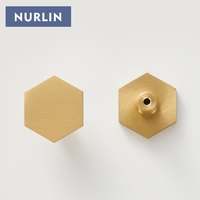 Nurlin实心黄铜六角橱柜旋钮墙壁衣服单钩家具衣柜门抽屉把手可定制