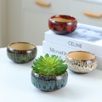 Pot de fleurs en céramique à glaçure changeante, style Europe & Amérique, durable, six couleurs, pour plantes succulentes et fleurs