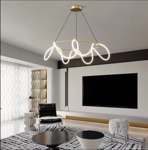 Nouveau Style Designer Lustres Lampe À Manger Moderne Nordique Led En Métal Silicone Anneau Linéaire Pendentif Lumières - Product Image 3