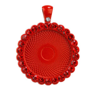 Base ronde incrustée de diamants de 25 mm, accessoire de bijouterie DIY Time Gem, plateau suspendu en alliage coloré - Product Image 5