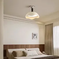 Plafonnier LED blanc rétro style Wabi-Sabi IP65 pour chambre principale, bureau, cuisine, décoration intérieure avec télécommande
