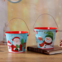 Ember Hadiah Natal Aluminium Biodegradable Portabel Besar Tema Natal Dekorasi Pesta Penyimpanan Permen Cokelat
