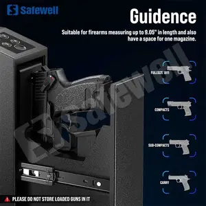 Brankas Dinding baja sidik jari biometrik portabel, kotak penguncian pistol aman untuk kunci pistol