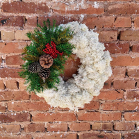Couronne funéraire de Noël en mousse de renne stabilisée pour décoration de tombes et sites commémoratifs – Vente en gros de fleurs de Noël décoratives