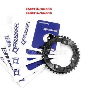 PROWHEEL 64BCD104BCD एमटीबी साइकिल Sprockets डबल श्रृंखला पहियों 26T28T36T38T Chainrings साइकिल एमटीबी 7 एस casset sprocket