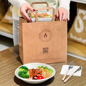 Bolsa de Papel Kraft Marrón Reciclado Personalizada, Ecológica y Desechable para Comida para Llevar de Restaurantes - Product Image 3