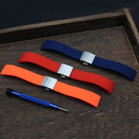 Bracelet en silicone étanche de qualité supérieure 14mm 16mm 18mm Bracelet de montre en caoutchouc avec fermoir papillon en acier inoxydable 20mm 22mm 24mm
