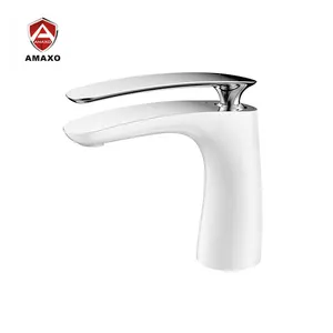 China Supplier Brass Chrome And White Water Tap For Europe And American Market Single Handle Spigot Faucets For Bathroom