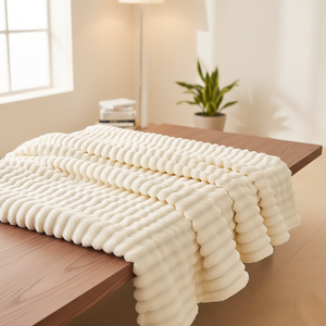 Nouvelle couverture polaire OEM transfrontalière en peluche lapin, couleur unie, avec cordon de serrage, multifonctionnelle, écologique, douce pour la peau, haute densité - Product Image 5