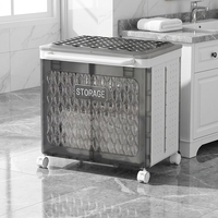 Panier de rangement roulant en plastique léger avec poignée et roues, chariot de courses et de lessive multi-usages pour supermarché