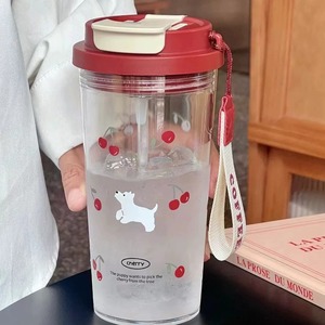 Cherry Puppy Double Drink Cup 580ml With Straw And <b>Tea</b> <b>Infuser</b> For Students And Office Use - Product Image 4