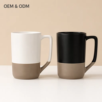 Mug en céramique émaillée mouchetée 16 oz, base naturelle non émaillée, grande poignée, logo personnalisé pour la maison, le bureau, le café, ou comme cadeau