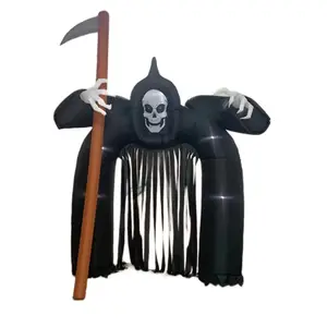 Fabriek Custom Lucht Geblazen Kwaad Grim Reaper Boog Halloween Inflatables Heilige Dood Standbeeld Trio Custom Inflatables