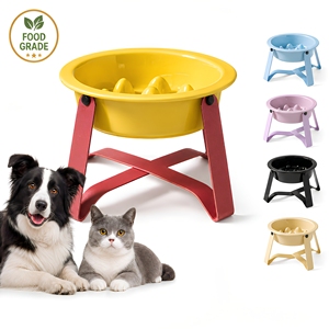 Bol de nourrissage lent pour animaux de compagnie en céramique écologique de haute qualité avec support en métal, alimentation lente pour éviter l'étouffement, bol pour chien, bol pour chat - Product Image 1