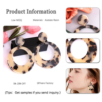 Acrylique écaille de tortue géométrique boucles d'oreilles résine acétate goutte boucles d'oreilles tacheté cerceau rond boucle d'oreille bijoux de mode