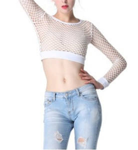 Sexy résille voir à travers Y2k haut court T-shirts femme 2025 été à manches longues t-<span class=keywords><strong>shirt</strong></span> pour les femmes - Product Image 3