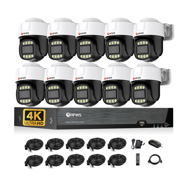Built-in SD Slot 4K 8MP POE Camera Kit 10CH POE NVR Easy Operation Home Security Surveillance Camera System XMeye Camera Outdoor