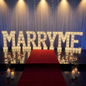 Letras Gigantes 3D MARRY ME con Luces LED, Letrero Luminoso para Propuesta de Matrimonio, Decoración de Fiesta de Compromiso - Product Image 1