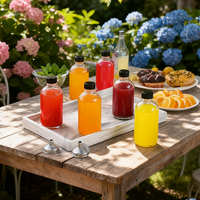 Vente en gros de bouteilles en verre carrées françaises de 60 ml, 2 oz, 30 ml, mini bouteilles en verre pour jus de gingembre avec bouchon à vis en aluminium pour boisson énergisante