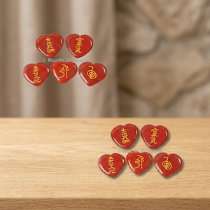 Rozin <b>Crystals</b> Red Heart Shape Reiki Stones <b>Set</b> Handmade Love Theme <b>Crystal</b> Stones for Valentine's Day <b>Chakra</b> Reiki Stone <b>Set</b> - Product Image 4