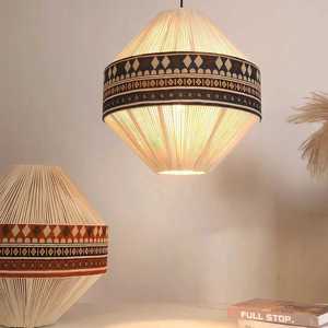Lampe suspendue en tissu imprimé de style ethnique bohème d'Asie du Sud-Est pour maisons modèles, maisons d'hôtes, salons et chambres, Mad - Product Image 4
