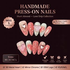 <span class=keywords><strong>Uñas</strong></span> Postizas Hechas a Mano TSZS, Forma <span class=keywords><strong>de</strong></span> Almendra, con <span class=keywords><strong>Flores</strong></span> 3D, Corazones, Diamantes <span class=keywords><strong>de</strong></span> Imitación, Metálicas, Pintadas a Mano, Acrílicas, <span class=keywords><strong>para</strong></span> Mujer - Product Image 4