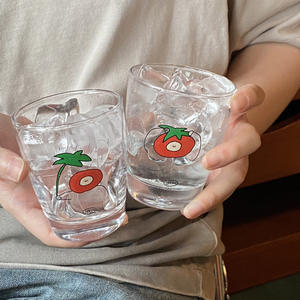 Lelyi Ins mignon dessiné à la main <span class=keywords><strong>tomate</strong></span> Doodle tasse en verre tasse à café minimaliste créative de grande valeur - Product Image 2