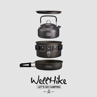 WELLHIKE Ensemble de marmites d'extérieur trois pièces Ensemble de vaisselle légère pour le camping le pique-nique Marmite bouillante Wok Bouilloire