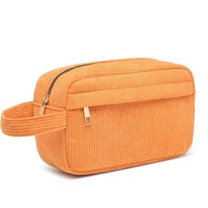 Bolsa de Cosméticos de Pana con Logotipo Personalizado, Gran Capacidad, Asa Suave, Moderna, para Viajes, Organizador de Maquillaje - Product Image 6