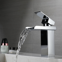Robinet d'évier de salle de bains en acier inoxydable, mitigeur de lavabo à la mode 304 SS, cascade