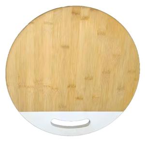 Planche à découper ronde en bambou avec poignée pour servir les fruits et l'utilisation en cuisine - Product Image 5
