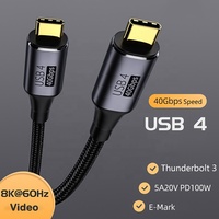 Kabel USB4 Tipe-C 100W PD 40Gbps Pengisian Cepat Berlapis Emas Jaket Nilon Panjang 0.3M-1.2M Garansi 12 Bulan Hard Disk