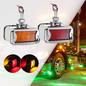 Doppio colore ambra/rosso doppia faccia LED cromato SideMarker paraurti luce di direzione visiera orizzontale per Kenworth Freightliner Truck - Product Image 1