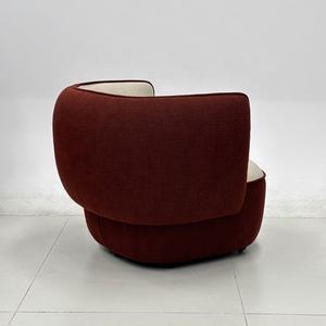 Fauteuil pivotant de salon de luxe italien moderne, rouge bordeaux, design de créateur, fauteuil d'appoint pivotant, mobilier de salon, canapé de luxe, fauteuil pivotant avec accoudoirs - Product Image 3